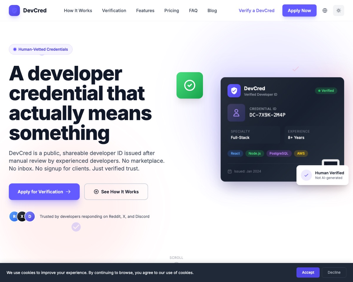 DevCred screenshot