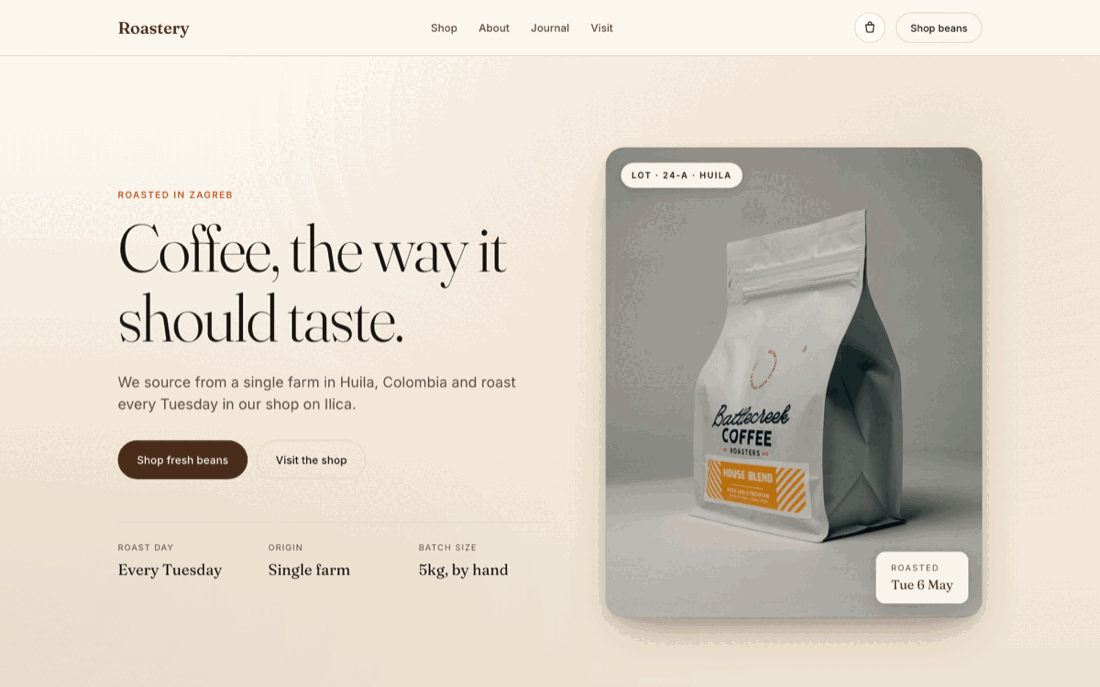Roastery screenshot